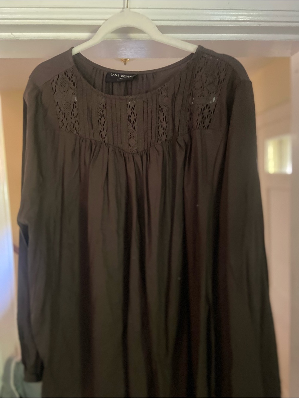 Lane Bryant Black Crochet Yoke Peasant Tunic